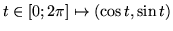 $t\in [0;\pi]\mapsto (\cos 2t , \sin 2t)$