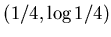 $(-1/4, \log 1/4)$