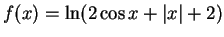 $f(x)=\ln (2\cos x + \vert x\vert +2)$